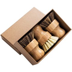 Palm Pot Brush Bamboo Round 3 Packs Mini Dish Brush Natural Scrub Brush Durab…