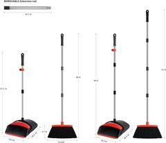 Broom and Dustpan Set for Home, 52-in Long Adjustable Handle Angle