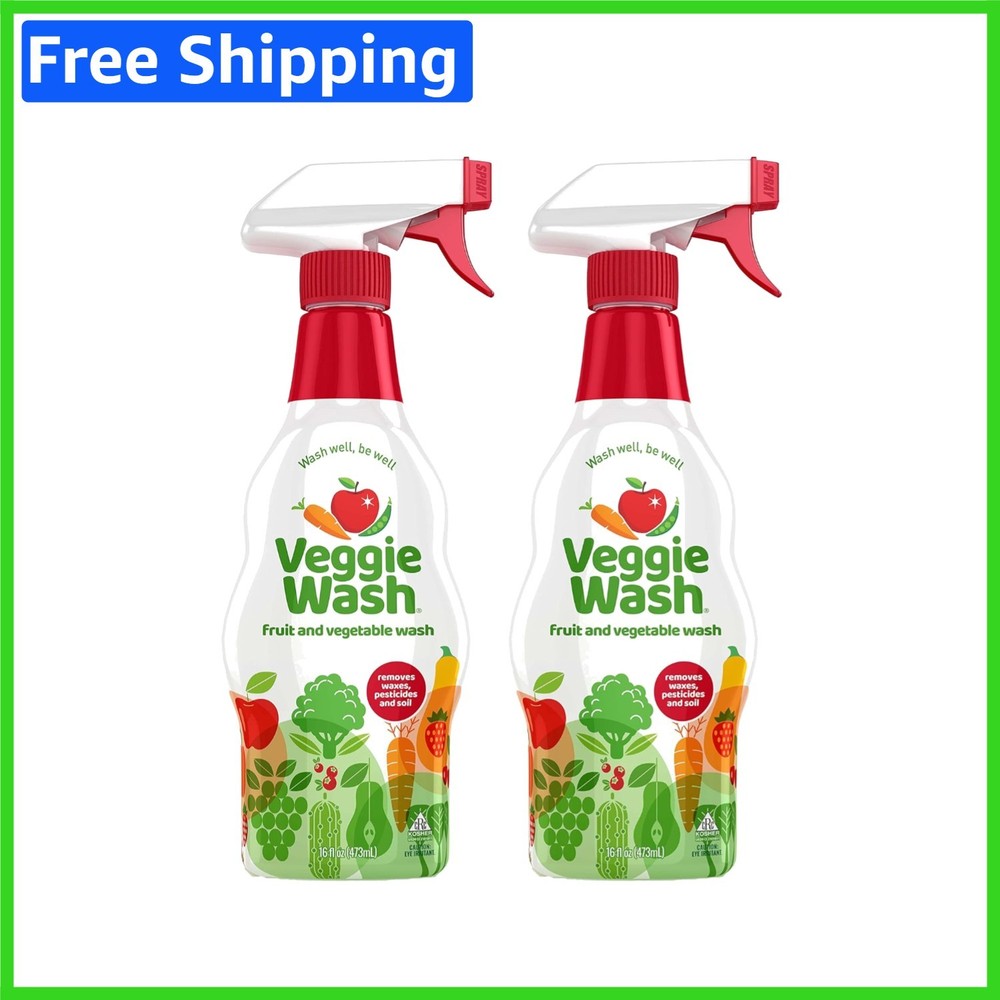 Natural Fruit & Vegetable Wash, 16 Oz Spray, Pack of 2 – Eco-Friendly Cleaner