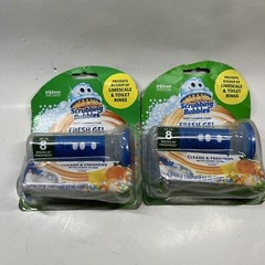 Lot Of 2 Scrubbing Bubbles Fresh Gel Dispenser with 6 Stamps 1.34 oz