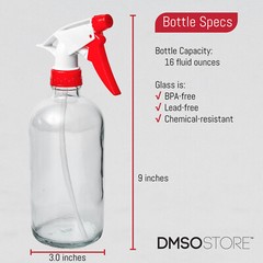 DMSOSTORE 16 oz. Glass Spray Bottles 2 Pack with Red Trigger Sprayer, Adjustable