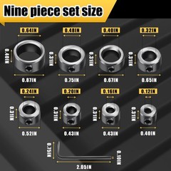 Depth Stop Drill Bit,Stop Collar Set Includes 1/8”, 3/16”, 1/4”, 5/16”, 3/8”,…