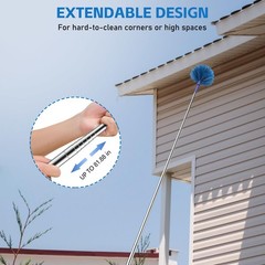 SetSail Cobweb Duster with Extension Pole for Cobweb Cleaning Blue Retractable