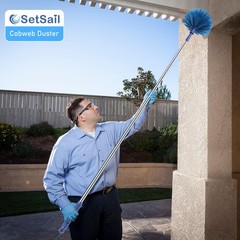 SetSail Cobweb Duster with Extension Pole for Cobweb Cleaning Blue Retractable