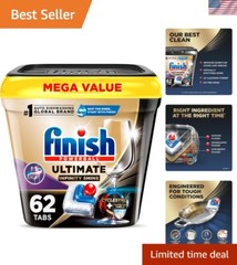 Ultimate Infinity Shine Dishwasher Pods 62 Count – No Pre-Rinse, Powerful Clean