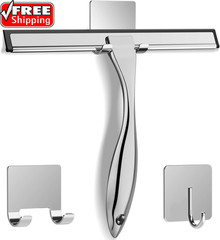 All-Purpose Stainless Steel Shower Squeegee for Shower Glass Door with 2 Adhesiv
