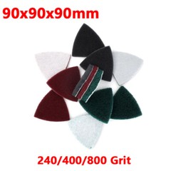 90x90x90mm Hook & Loop Scouring Pad Triangle Grit 240/400/800 Cleaning Scrubber