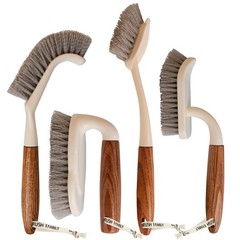 4-Pack Heavy Duty Scrub Brushes Set with Wooden Handles, Triangle & Square Fl…