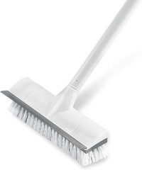 Multi-Surface Cleaning Scrub Brush: Adjustable Long Handle & Scraper Attachment