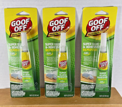 NEW Old Stock SEALED 2016 3X Goof Off Super Glue Remover Gel .62 oz tubes
