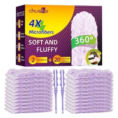 Duster Refills Compatible with Swiffer 20 Count 2 Handles Heavy Duty 360°