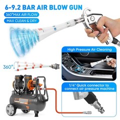 Aluminium Car Cleaning Gun with Tapered Nozzle, 6-9.2Bar with 2 Set Nozzle, P…