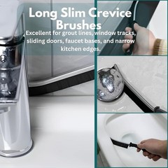 Multi-Surface Scrub Brush Set Heavy-Duty Cleaning Kitchen Bathroom Grout Tile US
