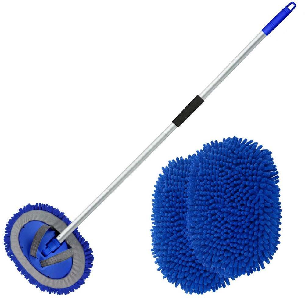 62 Microfiber Car Wash Brush With Long Handle Car Washing Mop Kit Mitt Sponge C