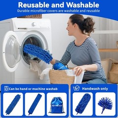 6-in-1 Duster Kit with 100″ Extension Pole, Microfiber Cobweb & Gap Cleaner for