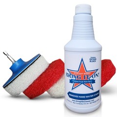 Hard Water Stain Remover for Glass, Tile, Grout – Includes Scrubbing Drill