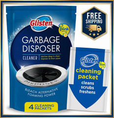 Glisten Garbage Disposer Cleaner and Odor Eliminator, Lemon Scent, 4 Packets