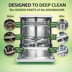 Dishwasher Cleaner and Deodorizer XL Tablets – Heavy-Duty Descaler & Odor Rem…