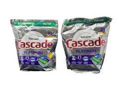 2PK Cascade Platinum Dawn Dishwasher Cleaner Lemon Scent Total42 Action Pacs Pod