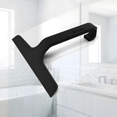 Bathroom Glass Shower Door Squeegee, Silicone & Metal, Black, 10″W X 9.2″L | Eff
