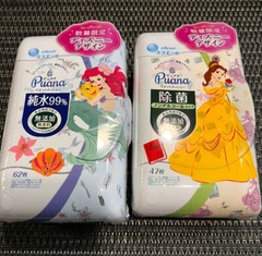 Elleair Wipe (Wet Tissue) Disney deign Princess Bell and Ariel Set of 2