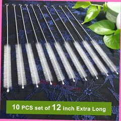 EXTRA LONG STRAW CLEANING BRUSH SET 12IN 12MM FOR BOTTLE SIPPY CUP 10 PACK