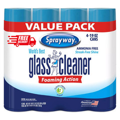 SHIPS FREE SAME DAY- Sprayway, Glass Cleaner, 19 Oz Cans, Pack of 4