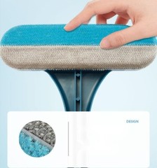 2-in-1 Window & Glass Cleaning Set-Squeegee and Mesh Brush Combo for Home, Car