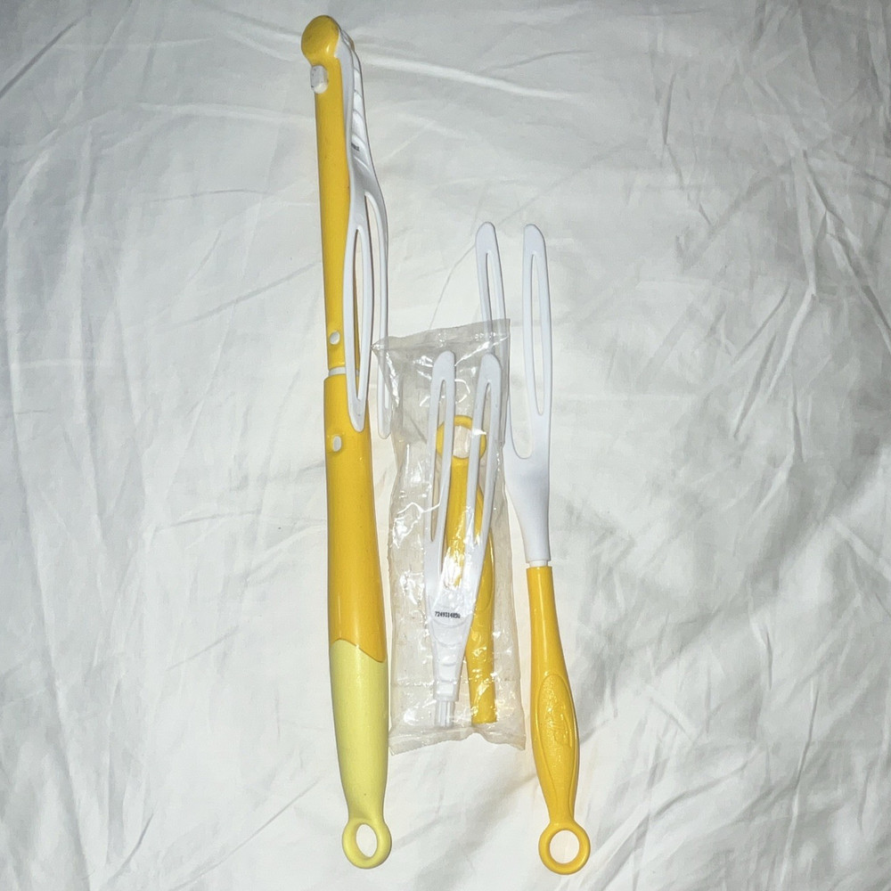 Lot of 3 Reusable Cleaning Wand Handles w/ Refill Attachments Yellow White