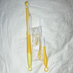 Lot of 3 Reusable Cleaning Wand Handles w/ Refill Attachments Yellow White
