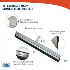 Professional AquaDozer Max Kit, 24” Smooth Surface Straight Floor Squeegee an…