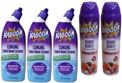 Pack of 5- KABOOM Clinging Toilet Bowl Cleaner 14oz. and Air Refreshener 10oz.