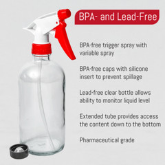 DMSOSTORE 16 oz. Glass Spray Bottles 2 Pack with Red Trigger Sprayer, Adjustable