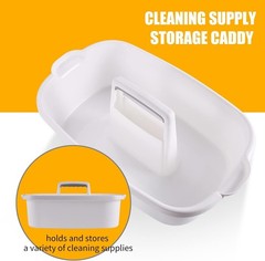 Spacious 2-Pack White Cleaning Supply Caddy with Handle for Home Organization