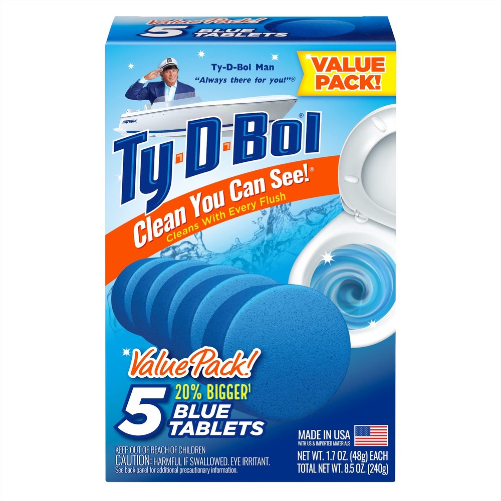 Blue Tablets Value 5 Pack, Cleans and Deodorizer Toilets for a Fresh Smelling…