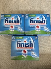 3 X Finish All in 1 Powerball Deep Clean Dishwasher Detergent 60 Tablets Total