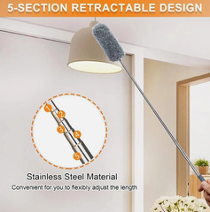 1 Pack Microfiber Feather Duster for Cleaning with Extendable Pole,Hand Washable
