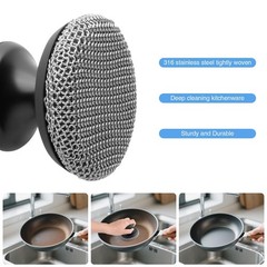 2PCS Chainmail Cast Iron Cleaner Scrubber, Stainless Steel Scouring Pad for Pans