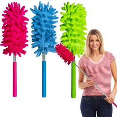 3 Pack Retractable Long-Reach Washable Duster for Cleaning, Microfiber Hand D…