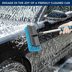 Car Wash Brush with 50” Long Handle, Car Cleaning Brush with Hose Attachment…