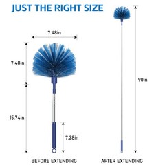 SetSail Cobweb Duster with Extension Pole for Cobweb Cleaning Blue Retractable