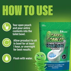 Green Gobbler Powder Plunger Toilet Bowl Clog Remover 2 Pack 16.5 oz Drain Opene