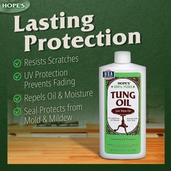 100% Pure Tung Oil, Food Safe, Premium Waterproof Natural Wood Finish and Sea…