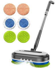 Mopa eléctrica inalámbrica giratoria con LED, spray, tanque 290ml ajustable