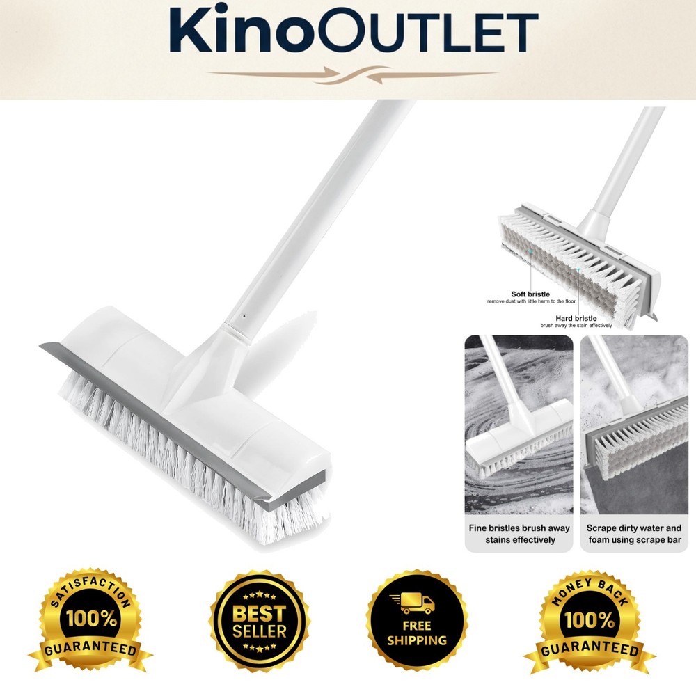 Multi-Surface Cleaning Scrub Brush: Adjustable Long Handle & Scraper Attachment