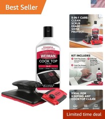 Weiman Glass & Ceramic Cooktop Cleaner – 10 Oz Cream with 3 Scrubbing Pads