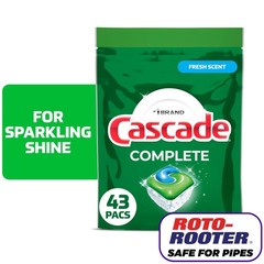 Cascade Complete Action Pacs, Dishwasher Detergent, Fresh, 43 Count