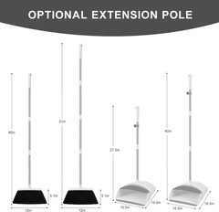 Broom and Dustpan Set for Home, 52-in Long Adjustable Handle Angle