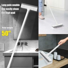 Multi-Surface Cleaning Scrub Brush: Adjustable Long Handle & Scraper Attachment