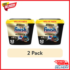 (2 Pack)Finish Ultimate Dishwasher Detergent Pods, Dishwashing Tablets, 52 Count